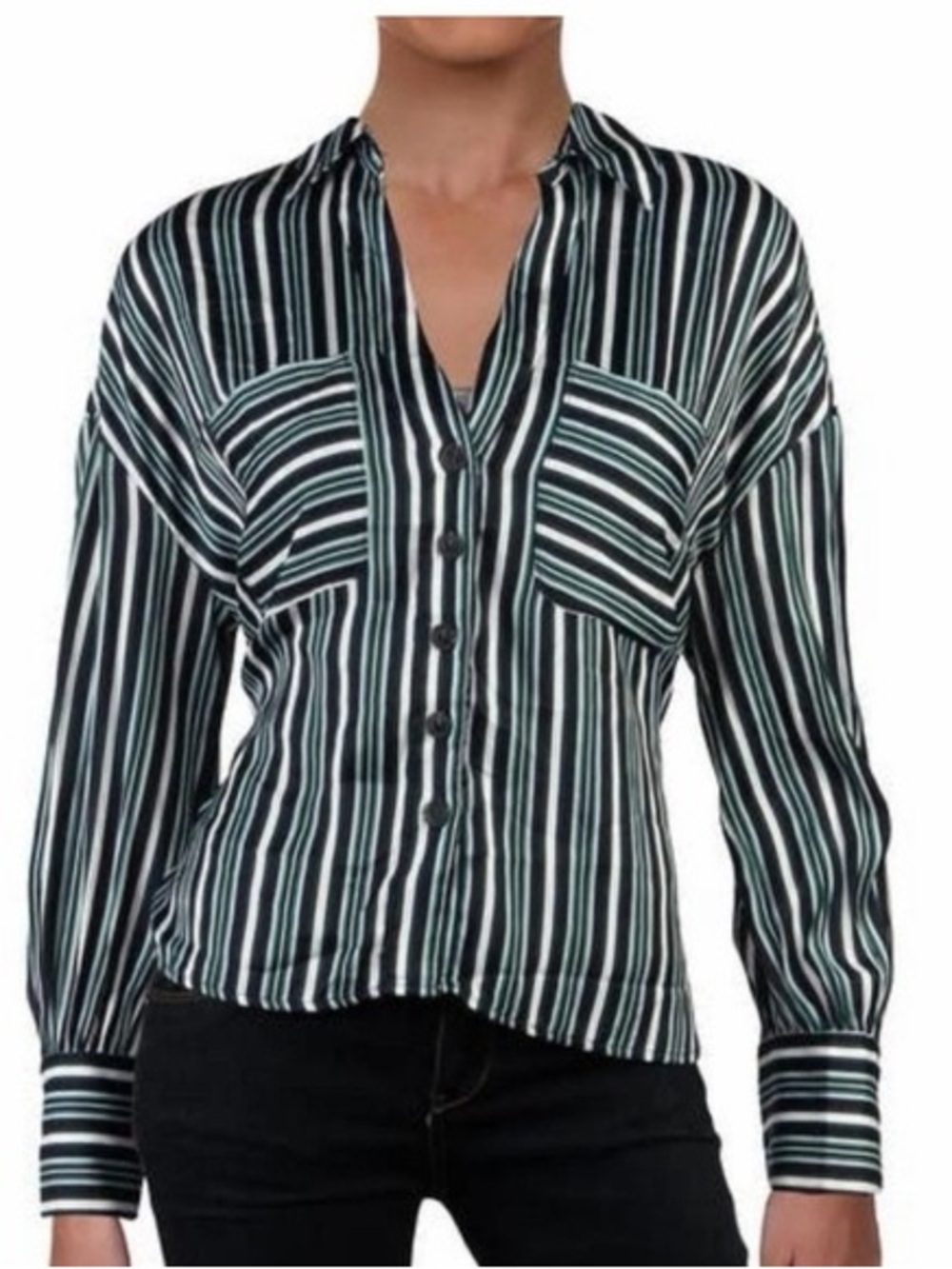 Free People Mad About You Striped Button Down Top
